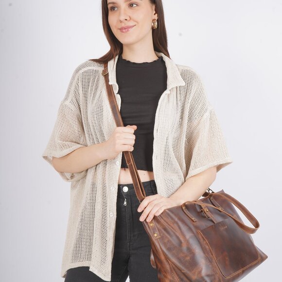 Artizanni Genuine Leather Women's Vintage Tote Bag - Picture 10 of 12